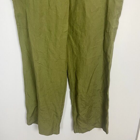 Loft Belted Drapey Cargo Linen Blend Pants Olive Green Womens Size 10 Workwear - Picture 10 of 14